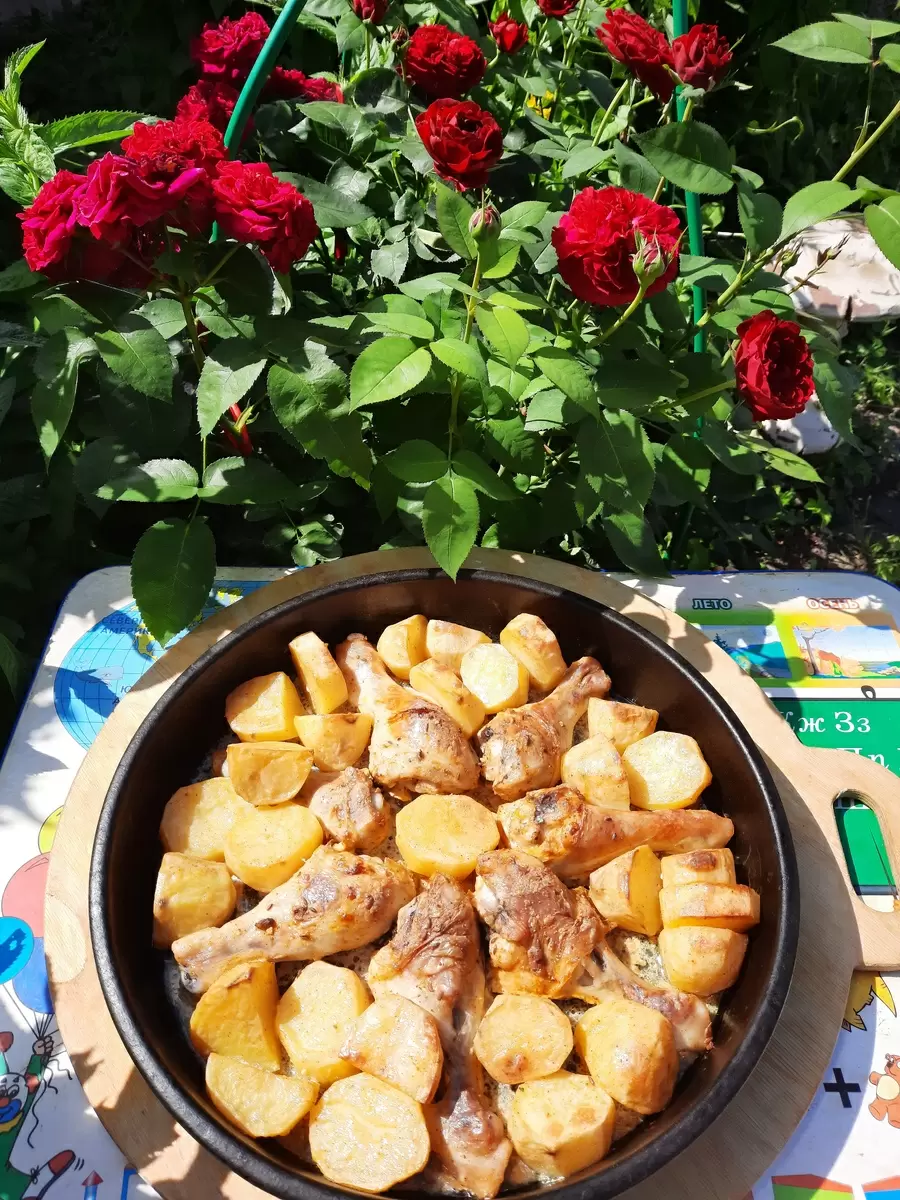 Простой и вкусный ужин: куриные ножки с картошкой и сметаной