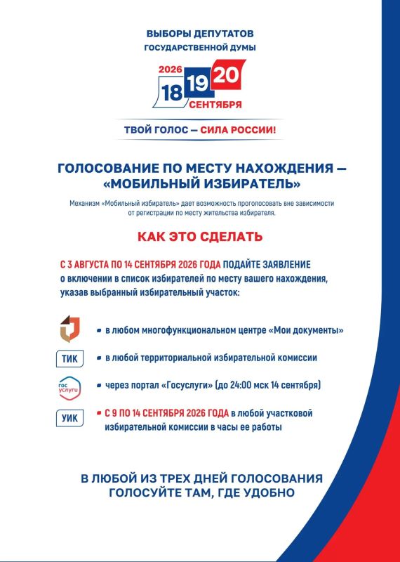 СТАРТОВАЛ ПРИЁМ ЗАЯВЛЕНИЙ ПО ПРОГРАММЕ «МОБИЛЬНЫЙ ИЗБИРАТЕЛЬ»