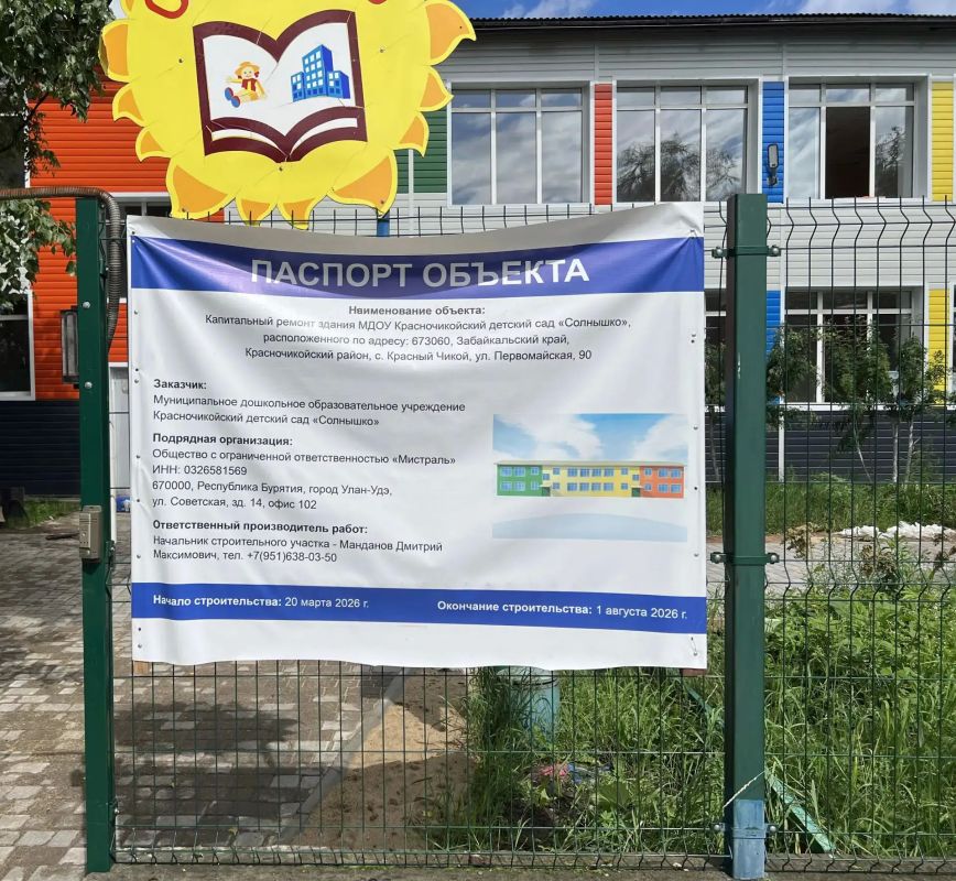 В Красночикойском округе прокуратура контролирует завершение капитального ремонта здания детского сада в рамках нацпроекта «Семья» В Красночикойском округе прокуратура контролирует завершение капитального ремонта здания детского сада в рамках нацпроекта «Семья»