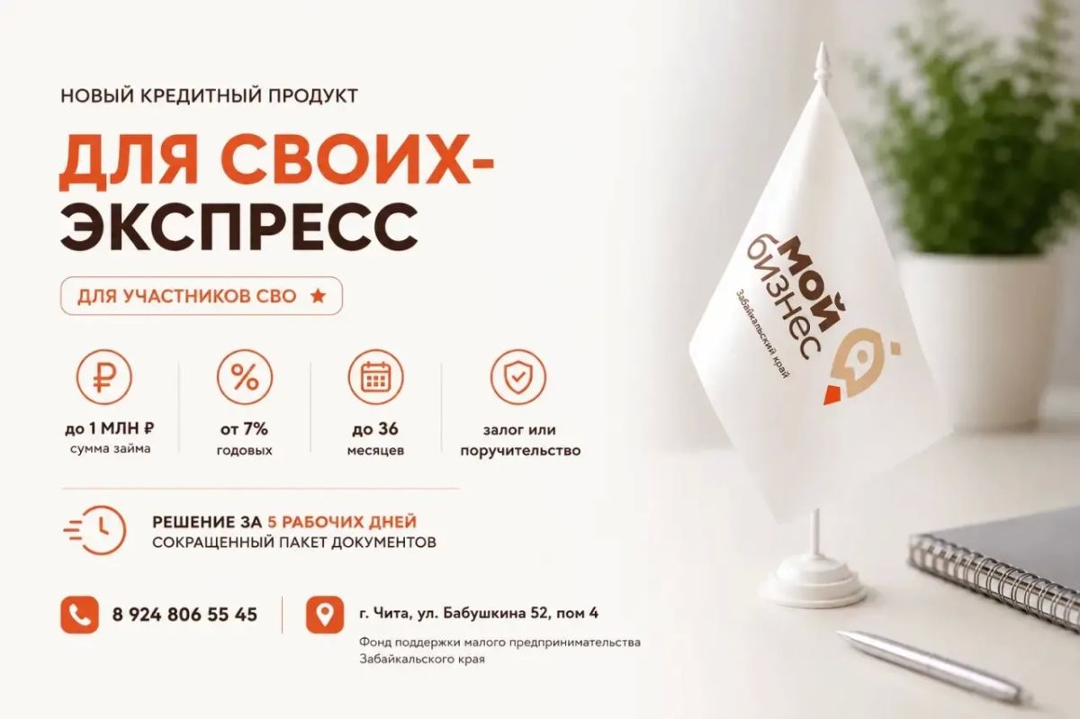 Фонд поддержки малого предпринимательства Забайкальского края запустил новый кредитный продукт «Для СВОих-экспресс» разработанный специально для участников СВО