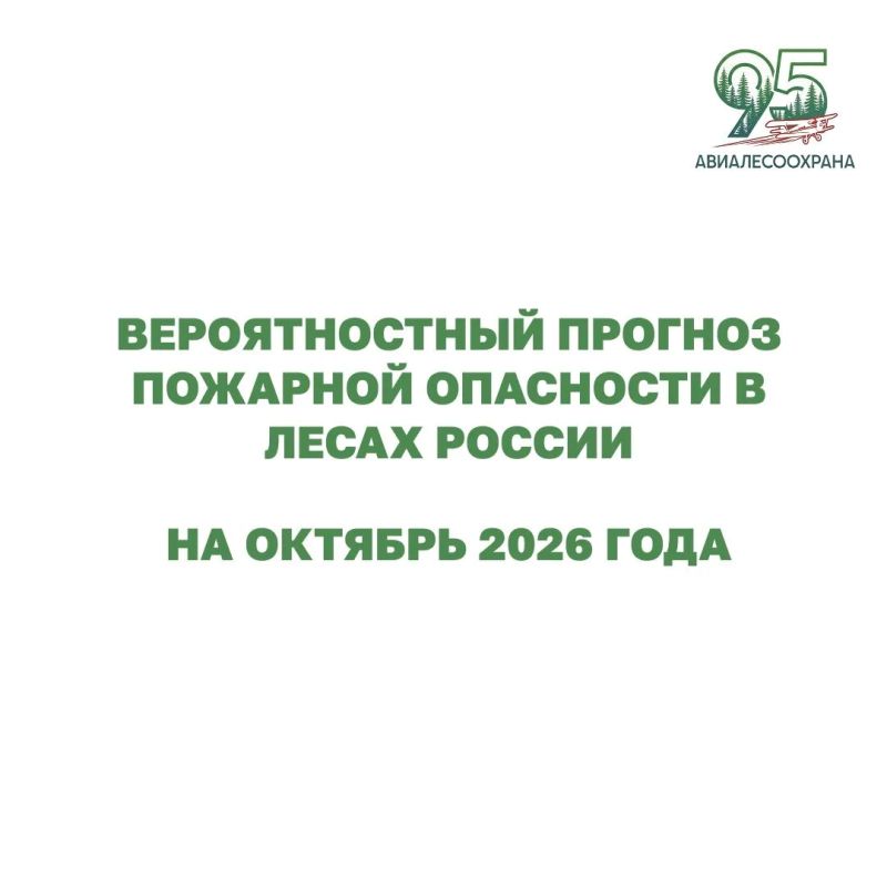 Федеральной Авиалесоохраной на основе данных Росгидромета подготовлен вероятностный прогноз пожарной опасности в лесах России на октябрь 2026 года